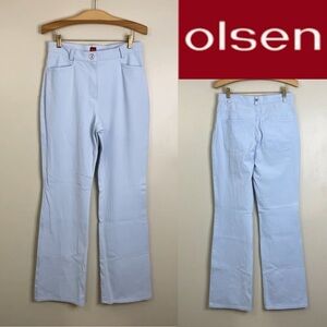 VINTAGE OLSEN EUROPE MONA POWDER BLUE PANTS SIZE 6 97% COTTON 3% ELASTANE